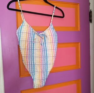 JCrew rainbow gingham swim suit
